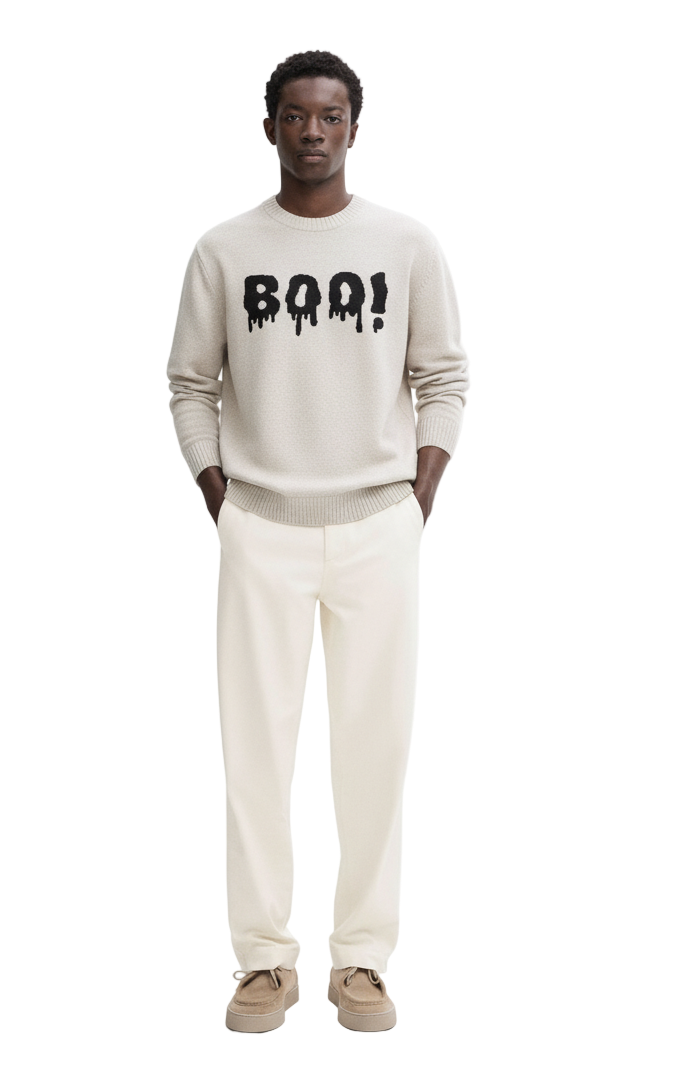 Knitted crew neck sweater